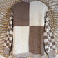 Beige Checkerboard Cardigan