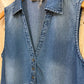 Boho Western Denim Tiered Button Sleeveless Dress