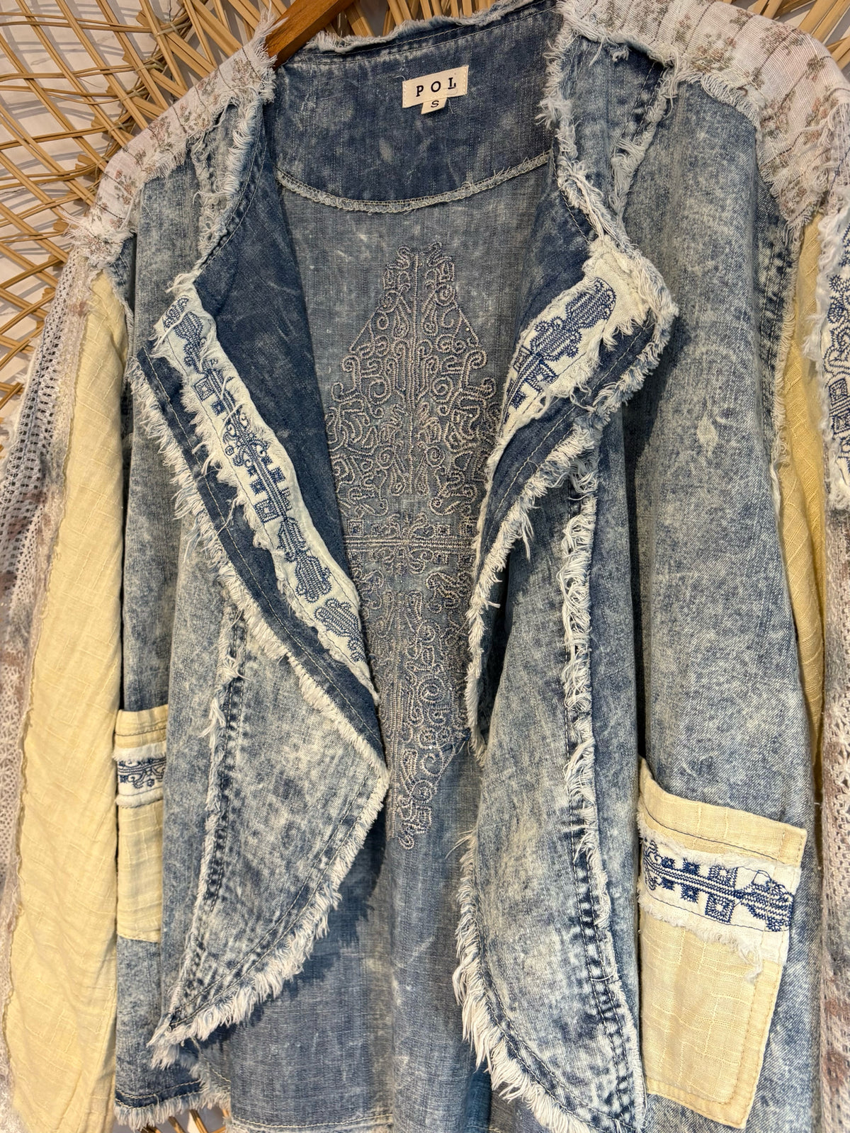 Boho Hippy Denim Patchwork Wide Sleeve Jacket