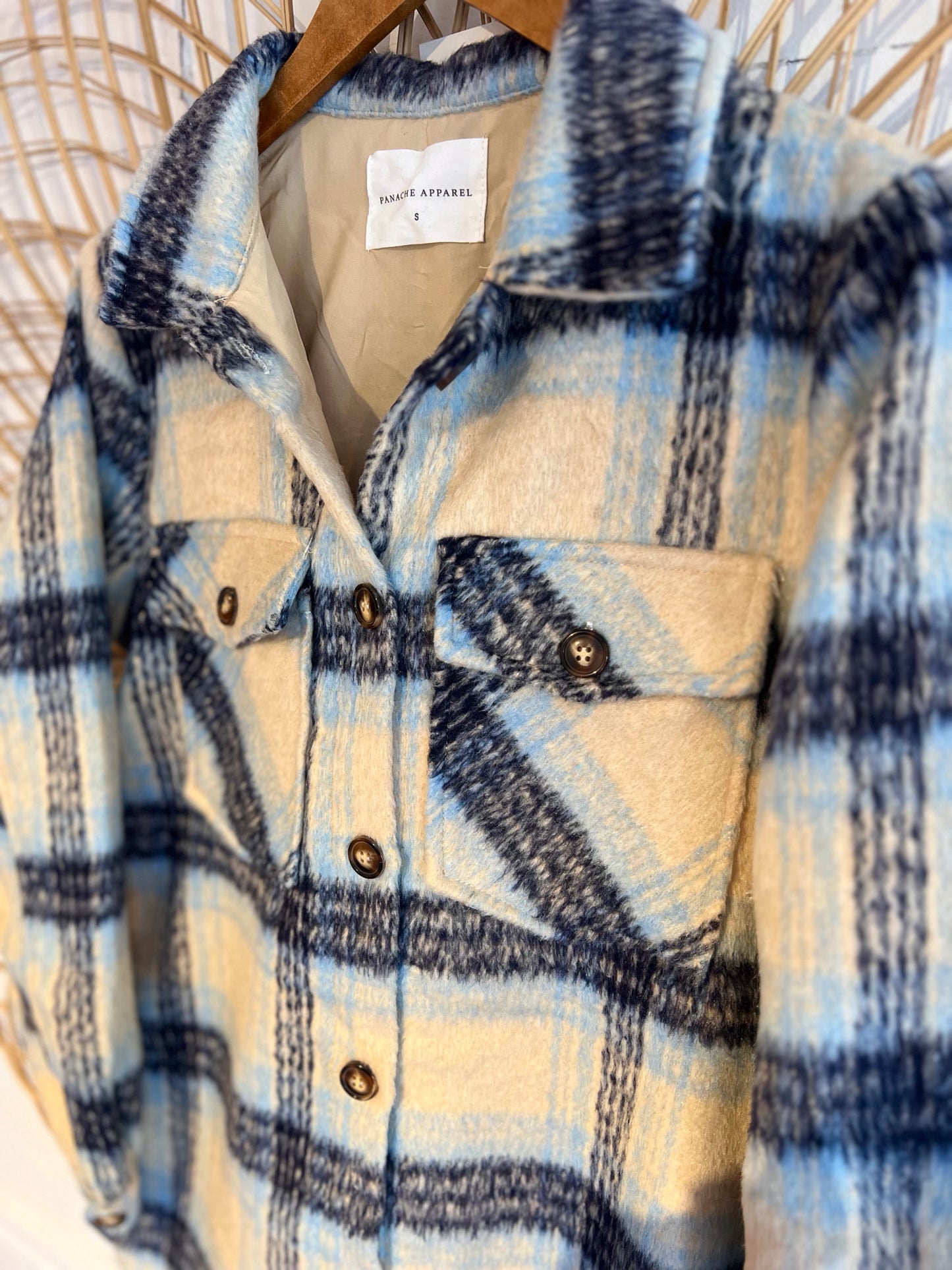 XL Blue Plaid Shacket