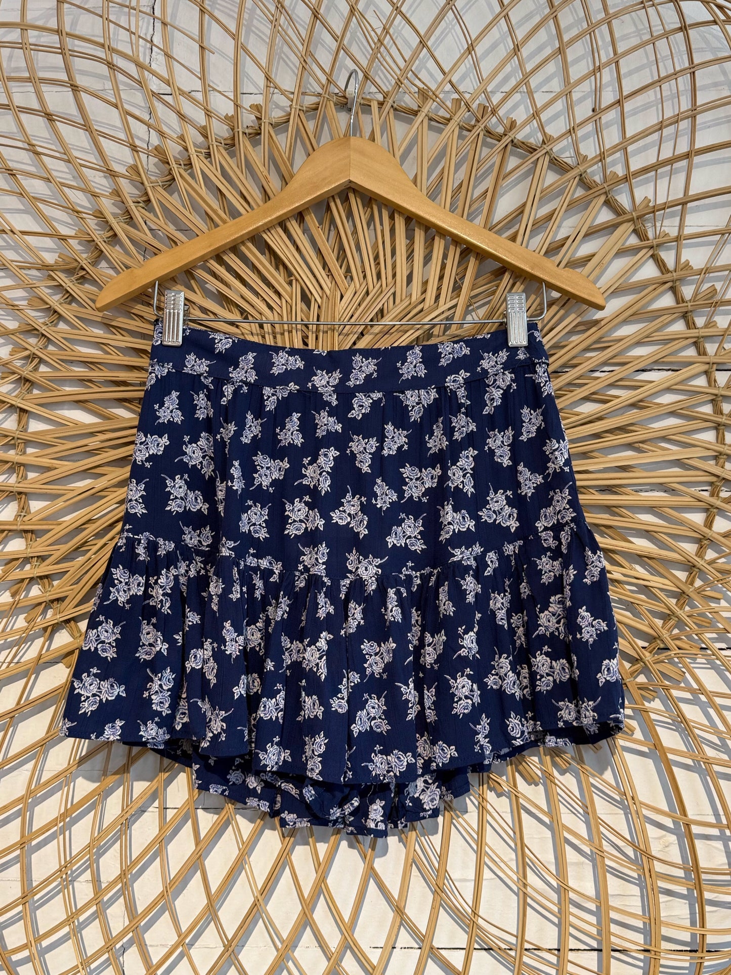 Boho Floral Ruffle Hem Skort