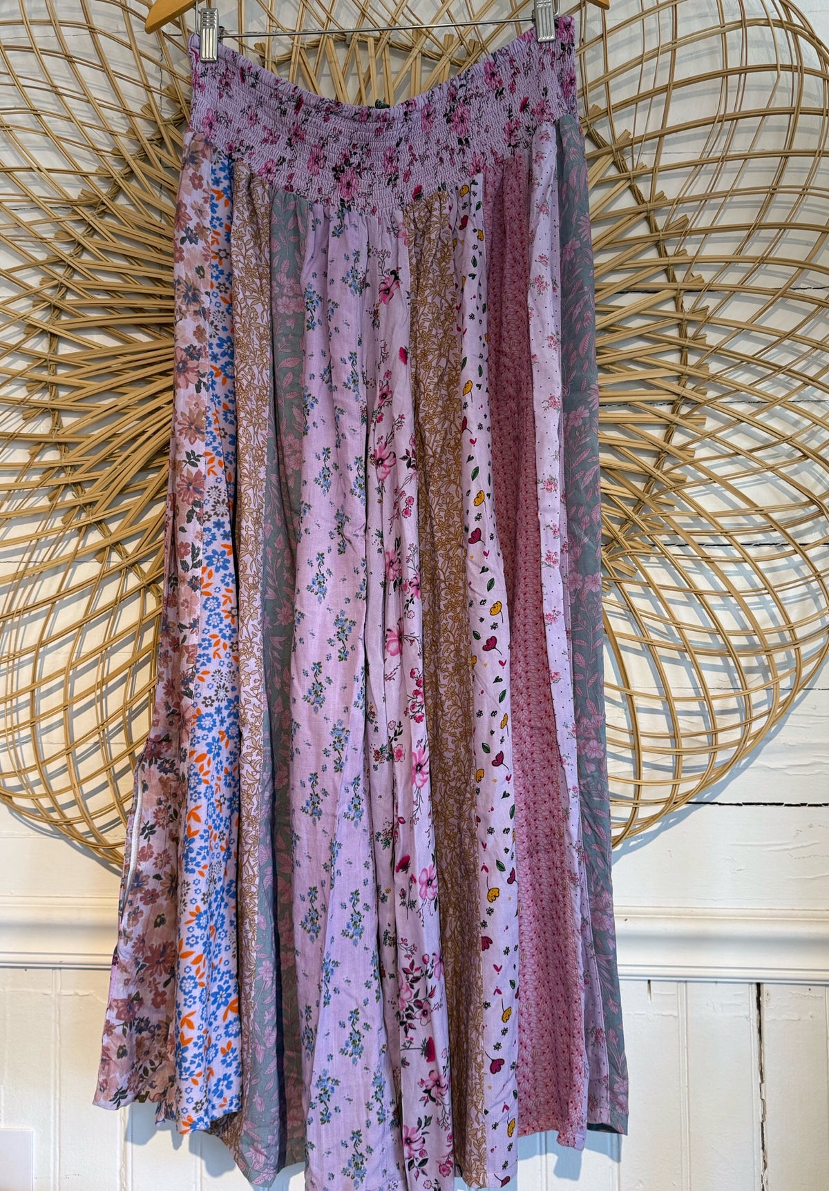 Boho Vintage Style Patchwork Wide Leg Pants
