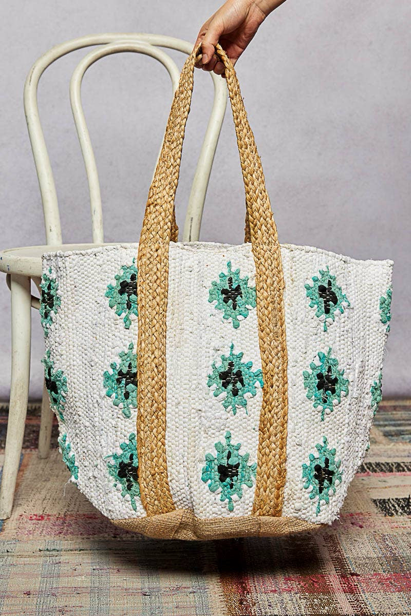 Boho Woven Large Straw Tote Bag