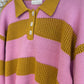 Boho Striped Collared Lightweight Knit Sweater