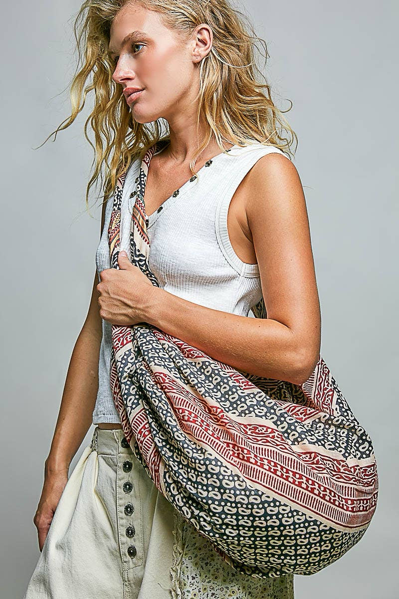 Yoga Boho Indian Block Print Market Tote Sling