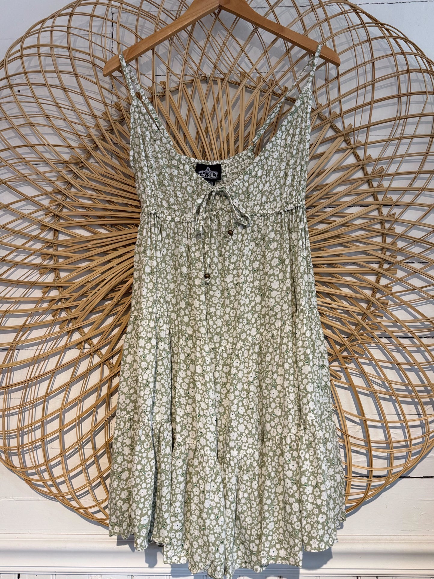 Boho Floral Tie Front Tiered Dress