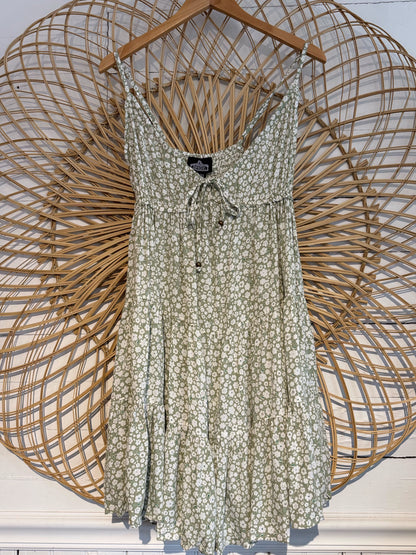 Boho Floral Tie Front Tiered Dress