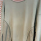 Boho Hipster Green Brown Trim Waffle Knit Crewneck Sweatshirt