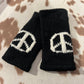 Knit Fleece Lined Peace Sign Fingerless Gloves