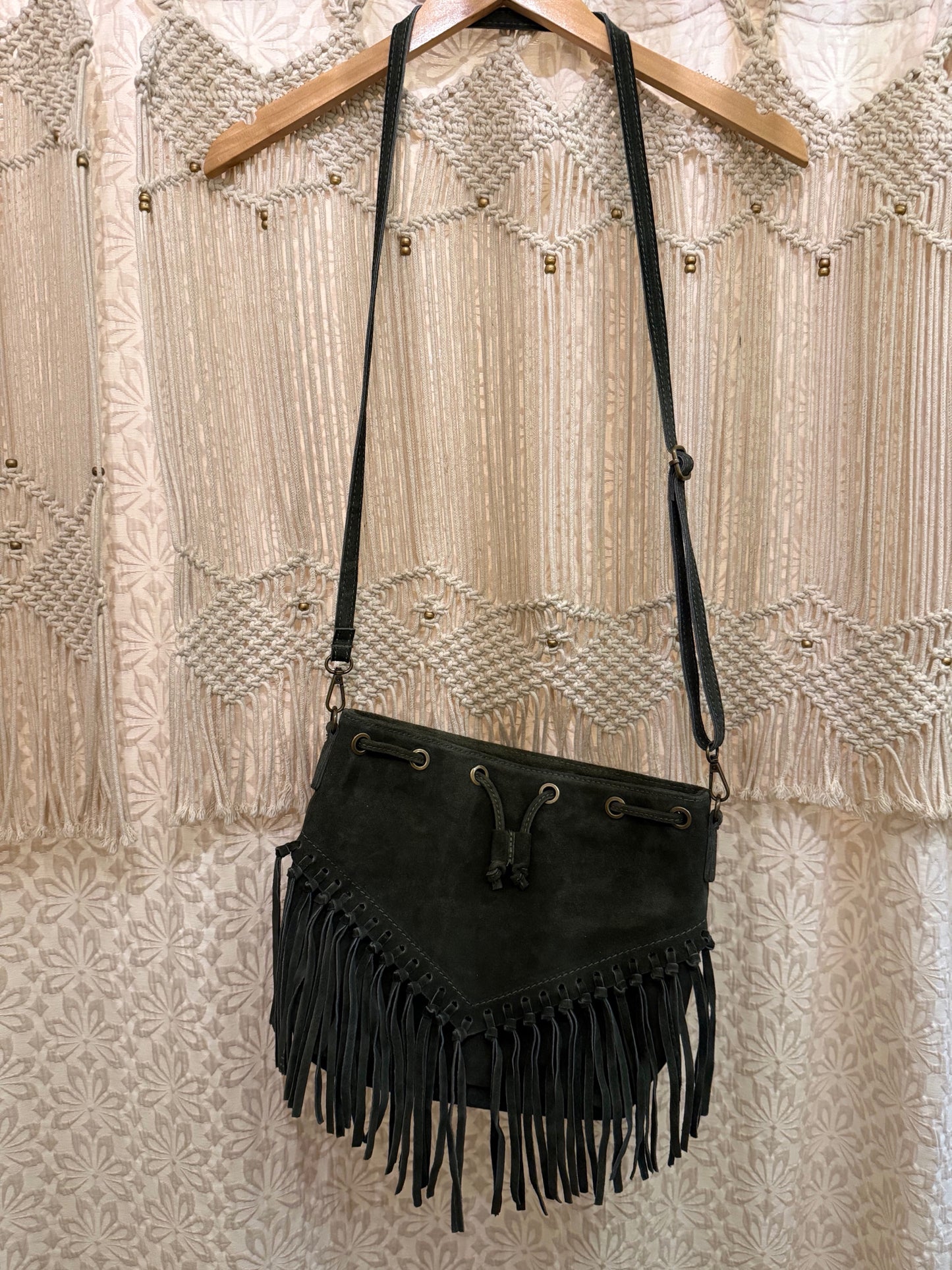 Boho Suede Fringe Festival Bag