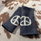 Knit Fleece Lined Peace Sign Fingerless Gloves