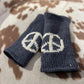 Knit Fleece Lined Peace Sign Fingerless Gloves