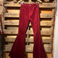 S Red Retro Hippy Corduroy Bell Bottoms