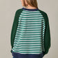 Boho Hipster Knit Sleeve Striped Crewneck
