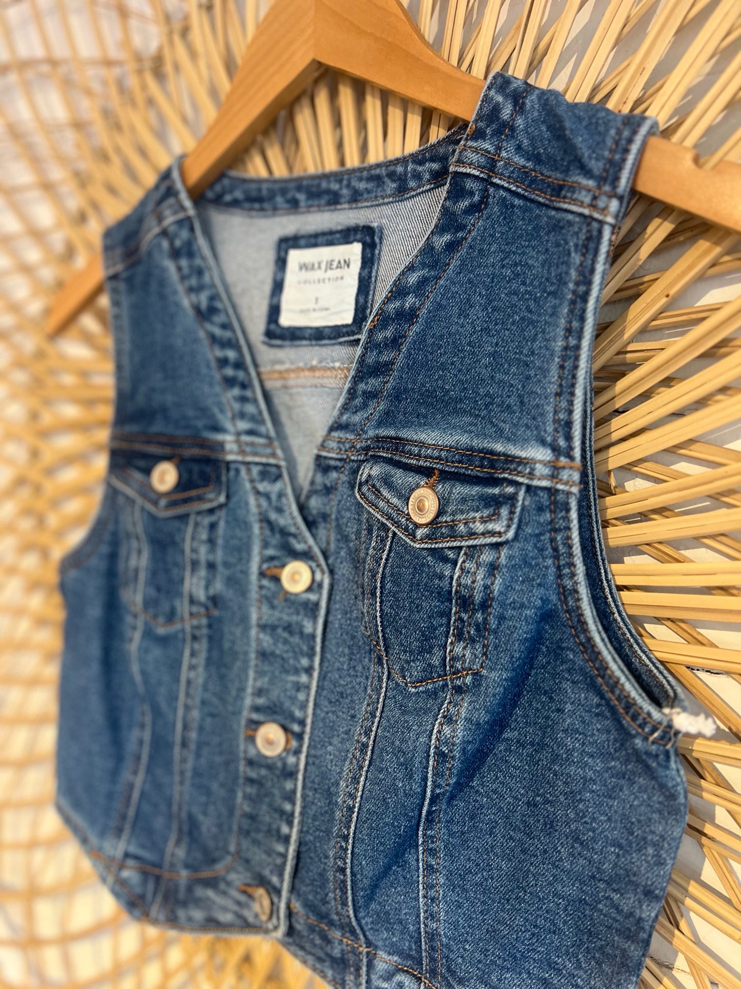 S Medium Wash Denim Vest