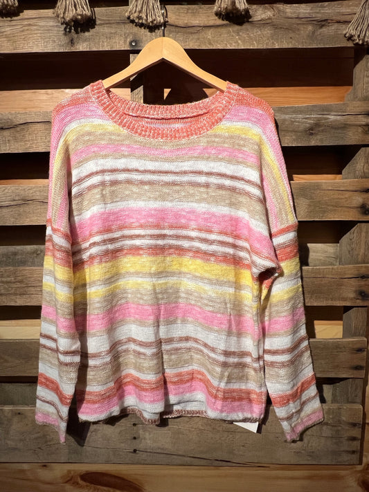 L Multicolored Striped Sweater