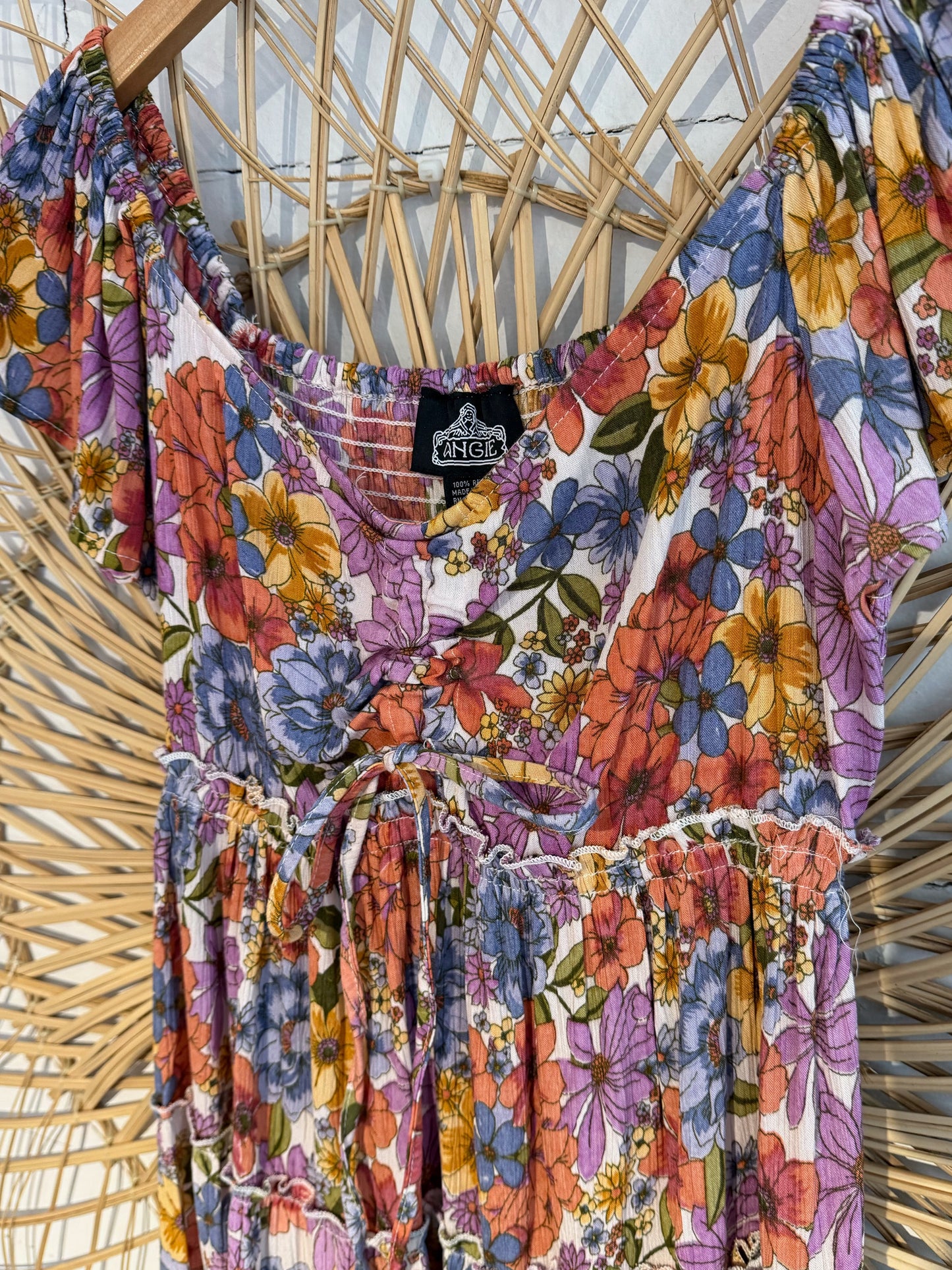 Boho Floral Flutter Sleeve Tiered Dress