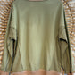 Boho Hipster Green Brown Trim Waffle Knit Crewneck Sweatshirt