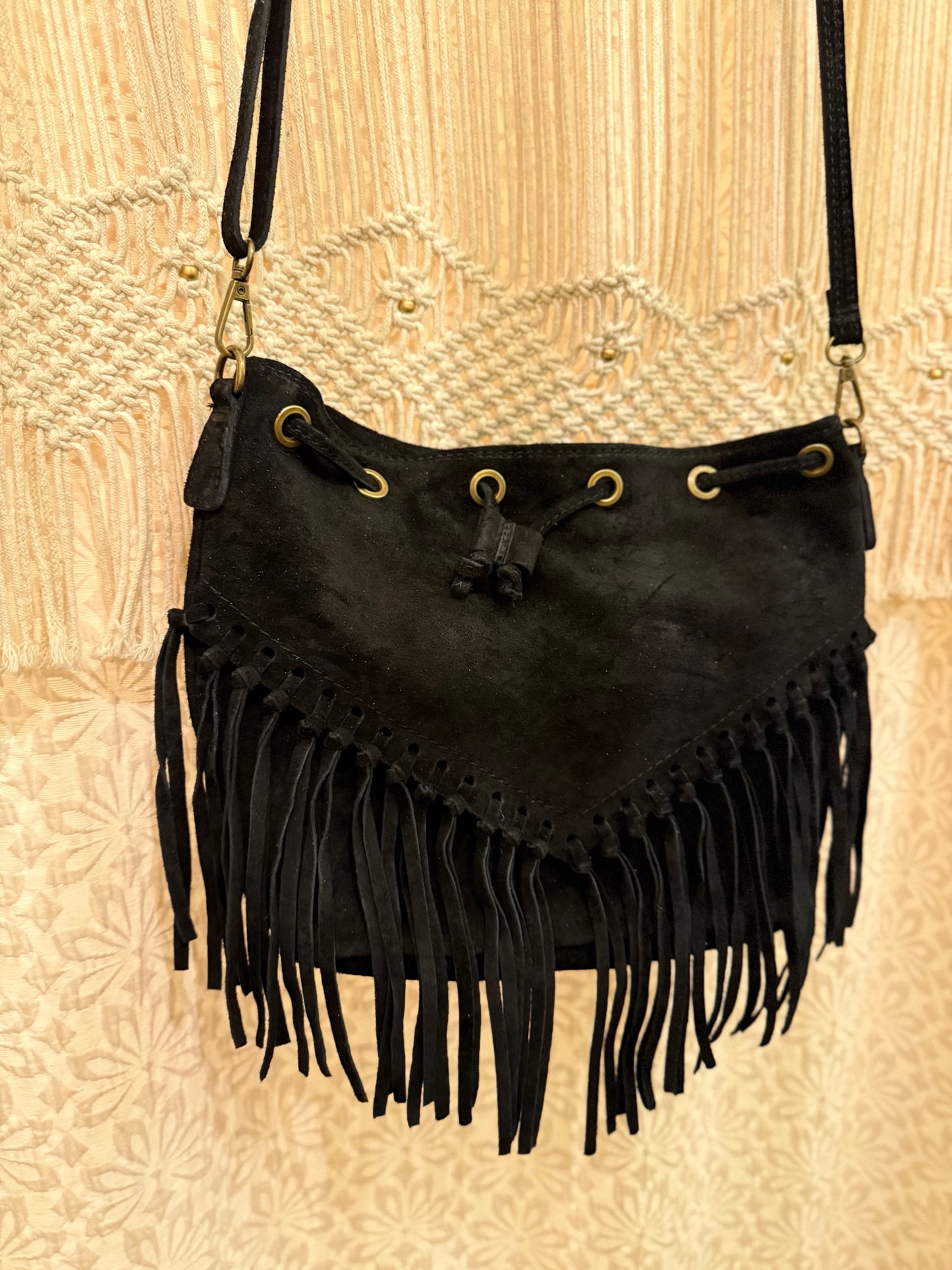 Boho Suede Fringe Festival Bag