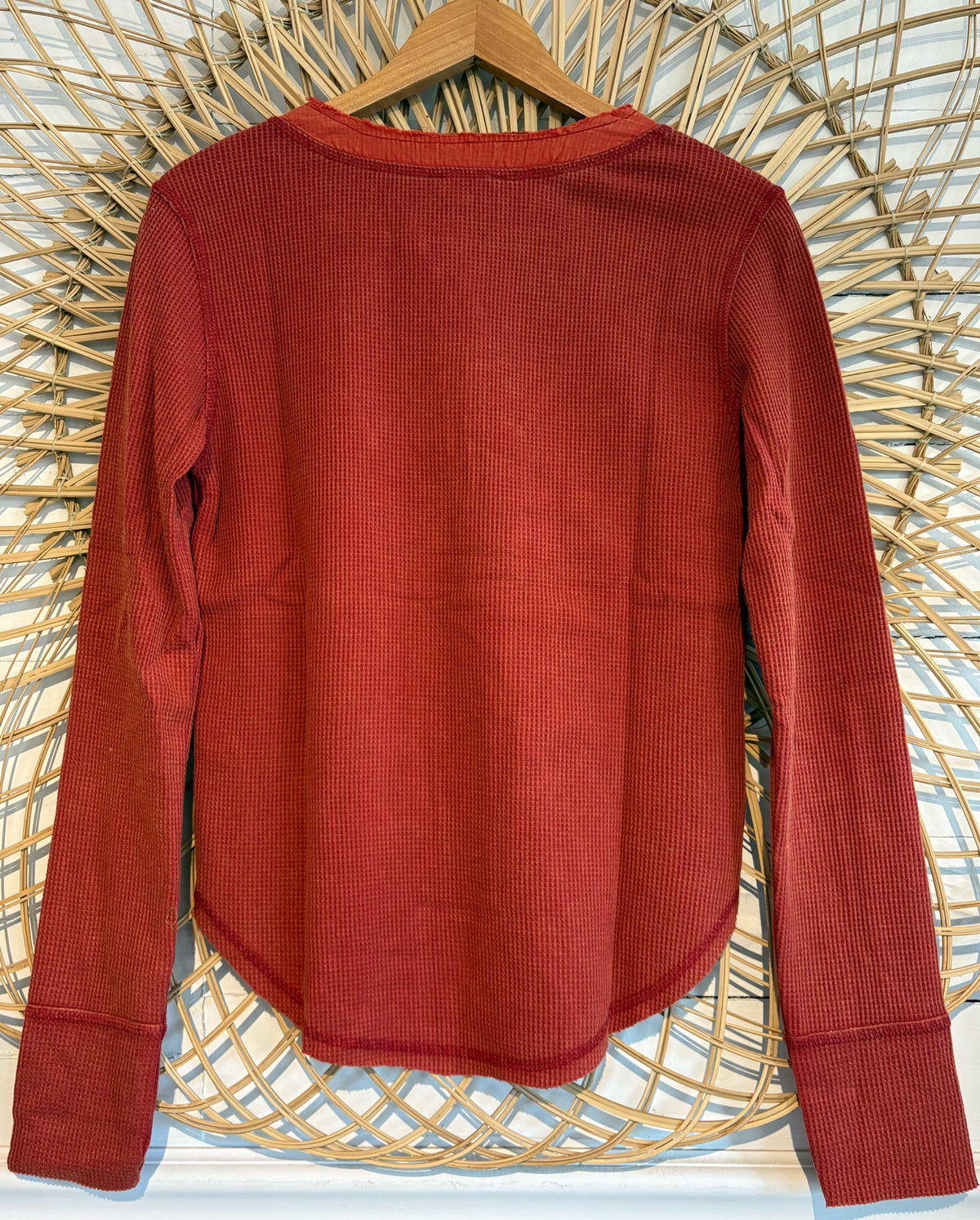 Boho Cozy Waffle Knit Button Front Long Sleeve