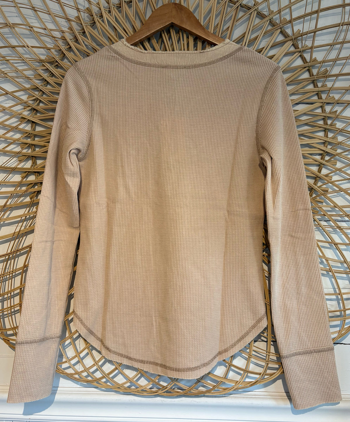 Boho Cozy Waffle Knit Button Front Long Sleeve