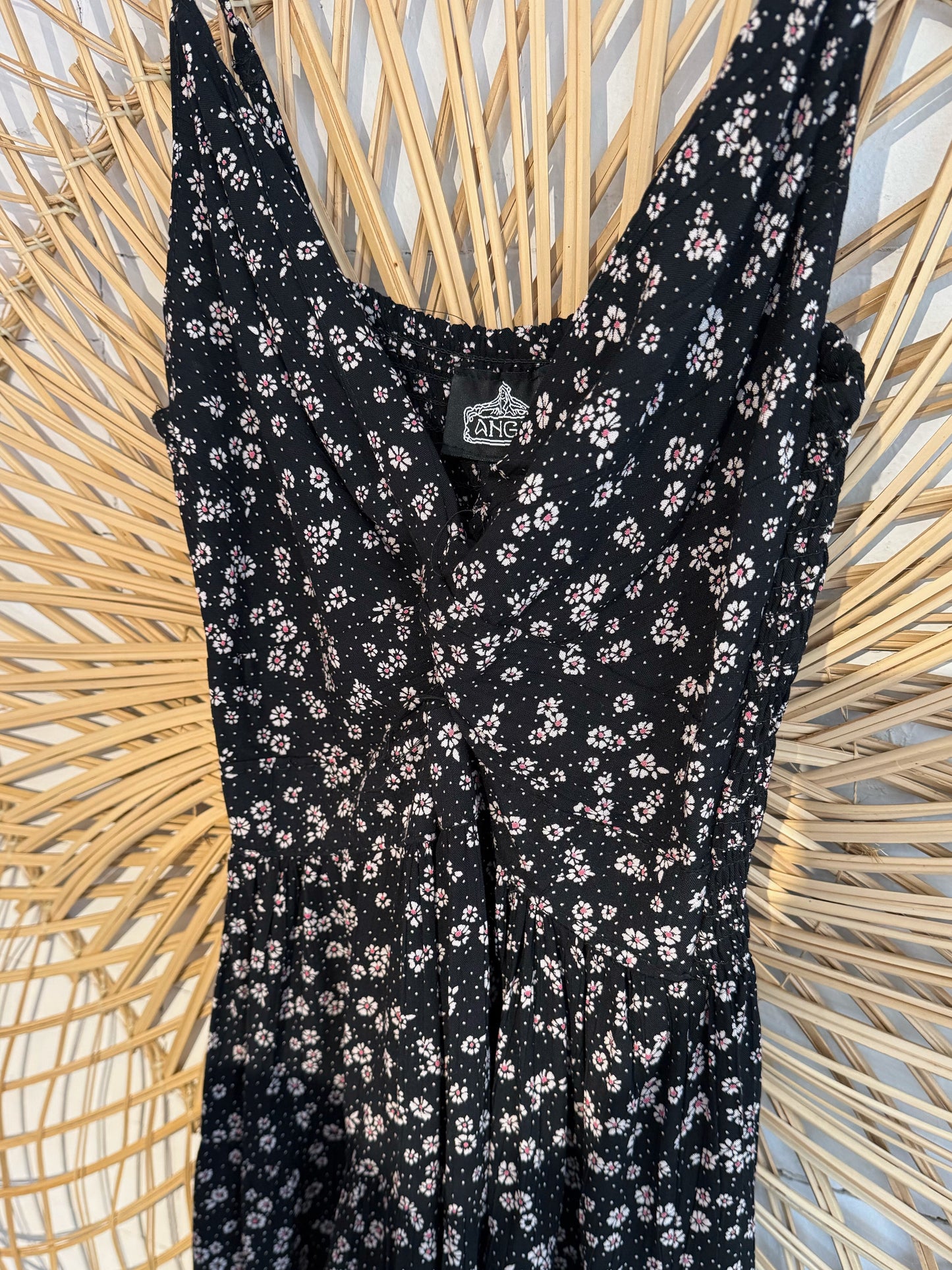 Boho Floral Twist Front Tiered Dress