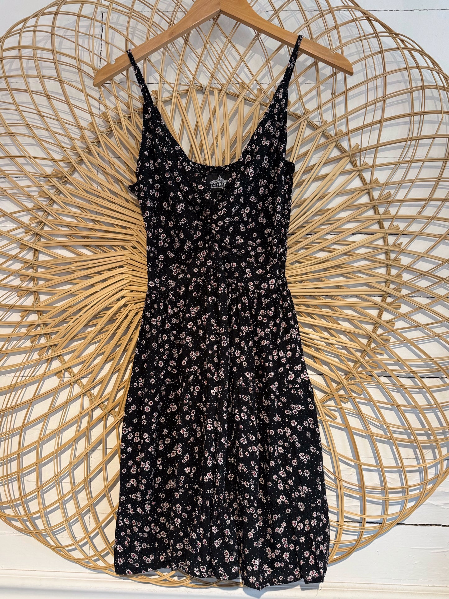 Boho Floral Twist Front Tiered Dress