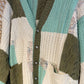 Boho Hippy Green Chunky Knit Patchwork Cardigan