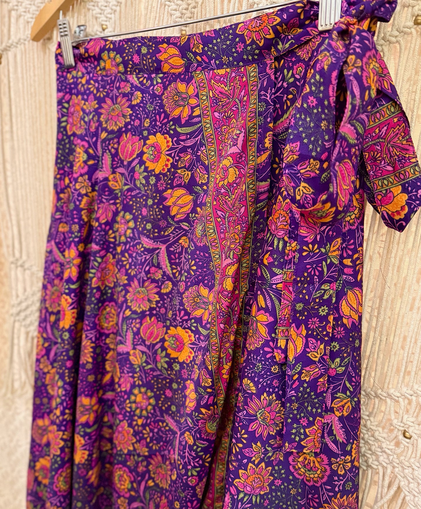 Boho Floral Silk Wrap Skirt