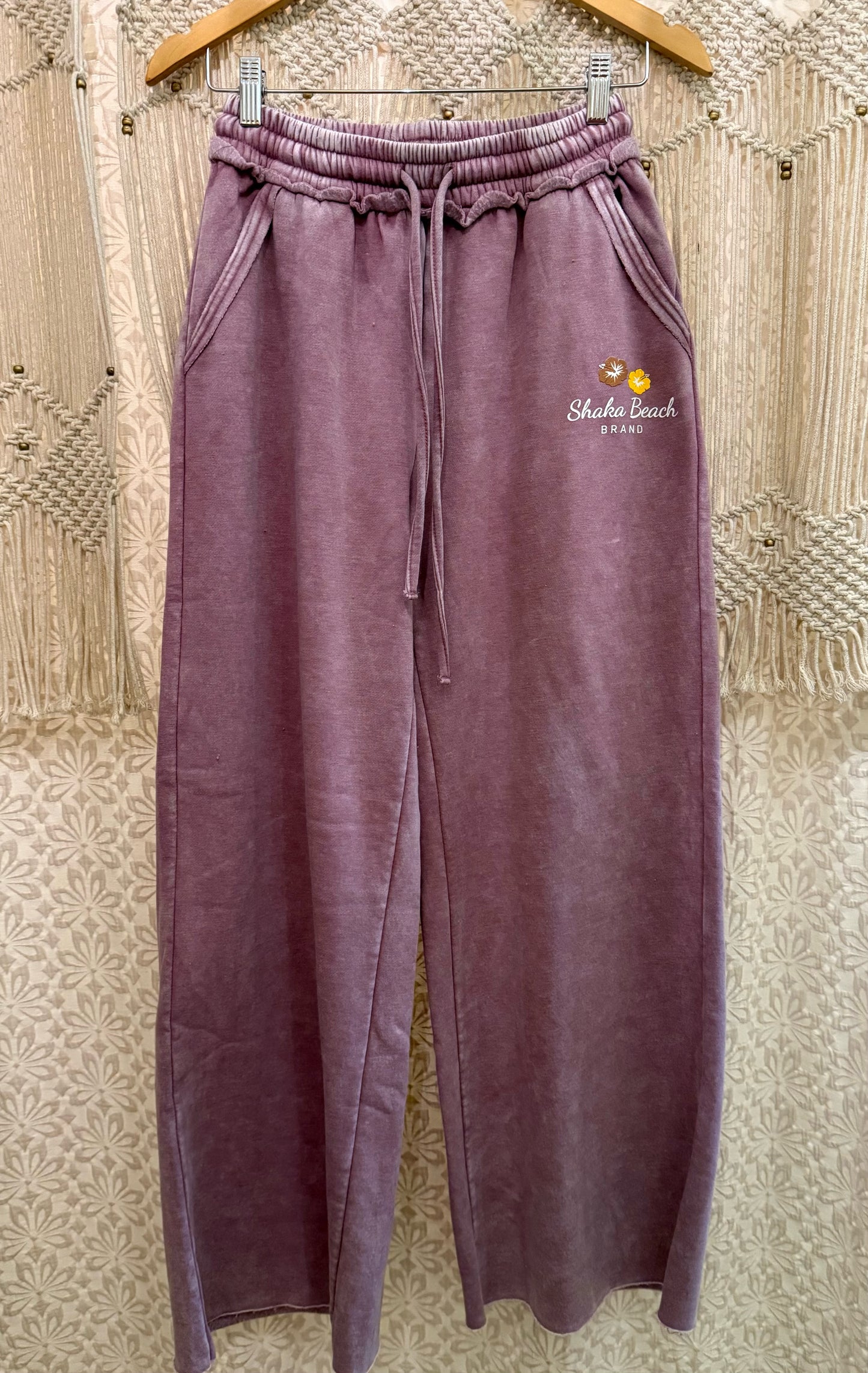 Shaka Beach Brand Logo Wide Leg Sweatpants