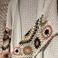L White Boho Crochet Sleeve Cardigan