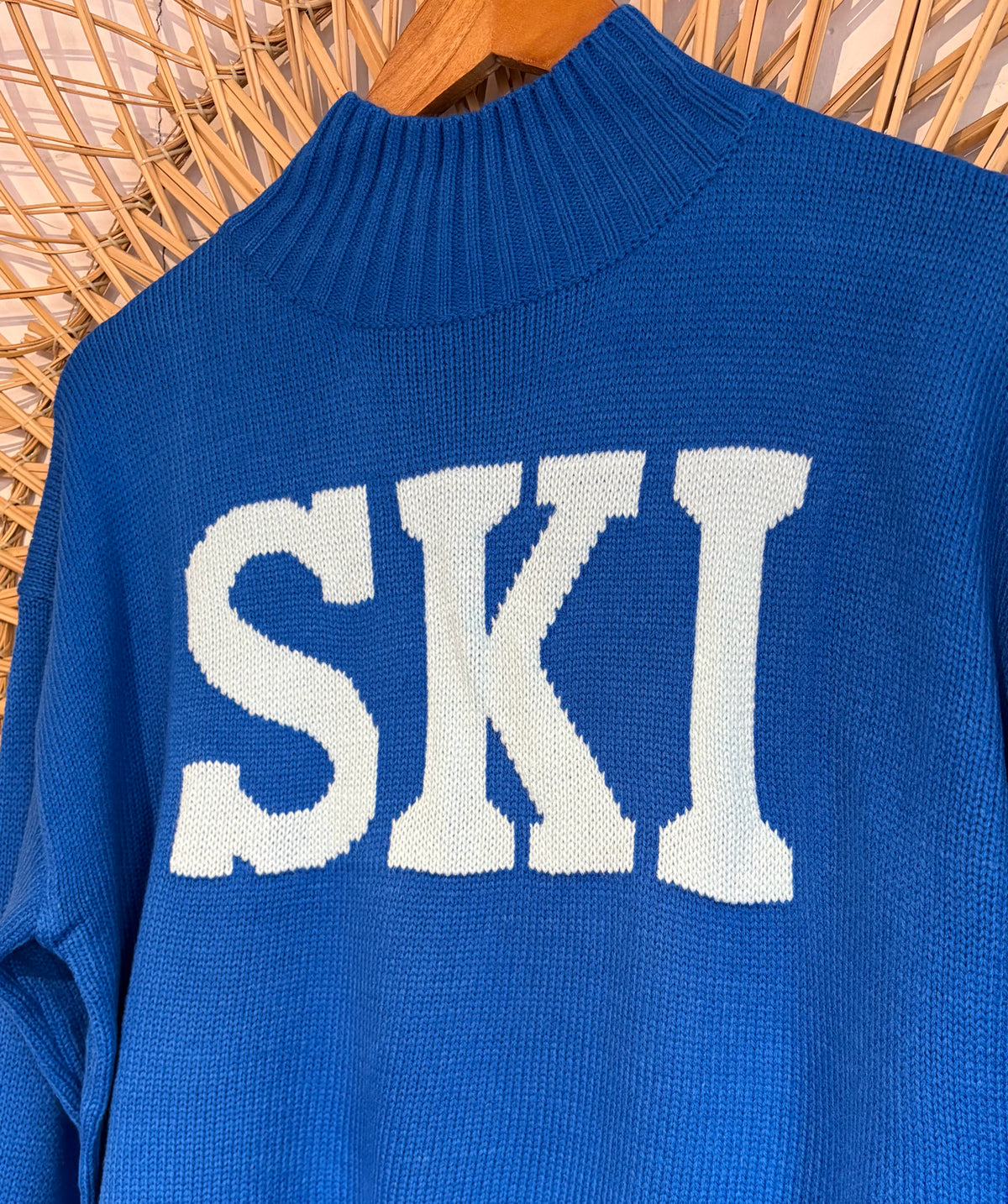 Hipster Cozy Knit Mock Neck "Ski" Sweater