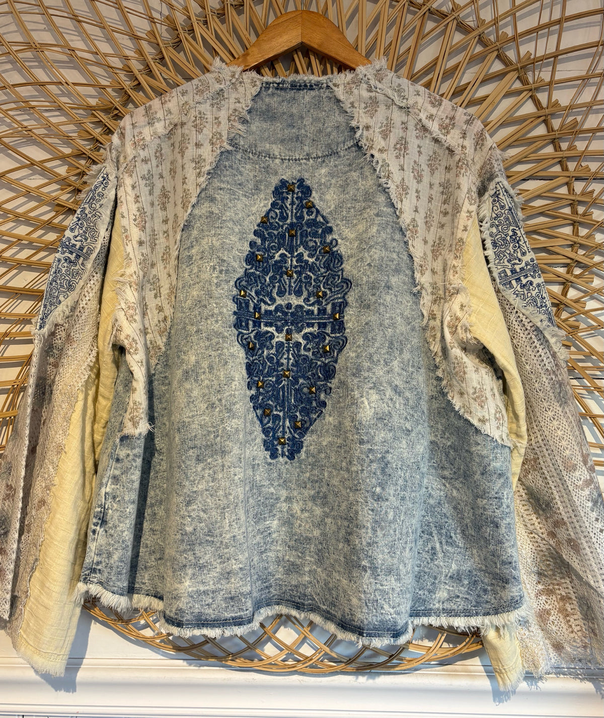 Boho Hippy Denim Patchwork Wide Sleeve Jacket
