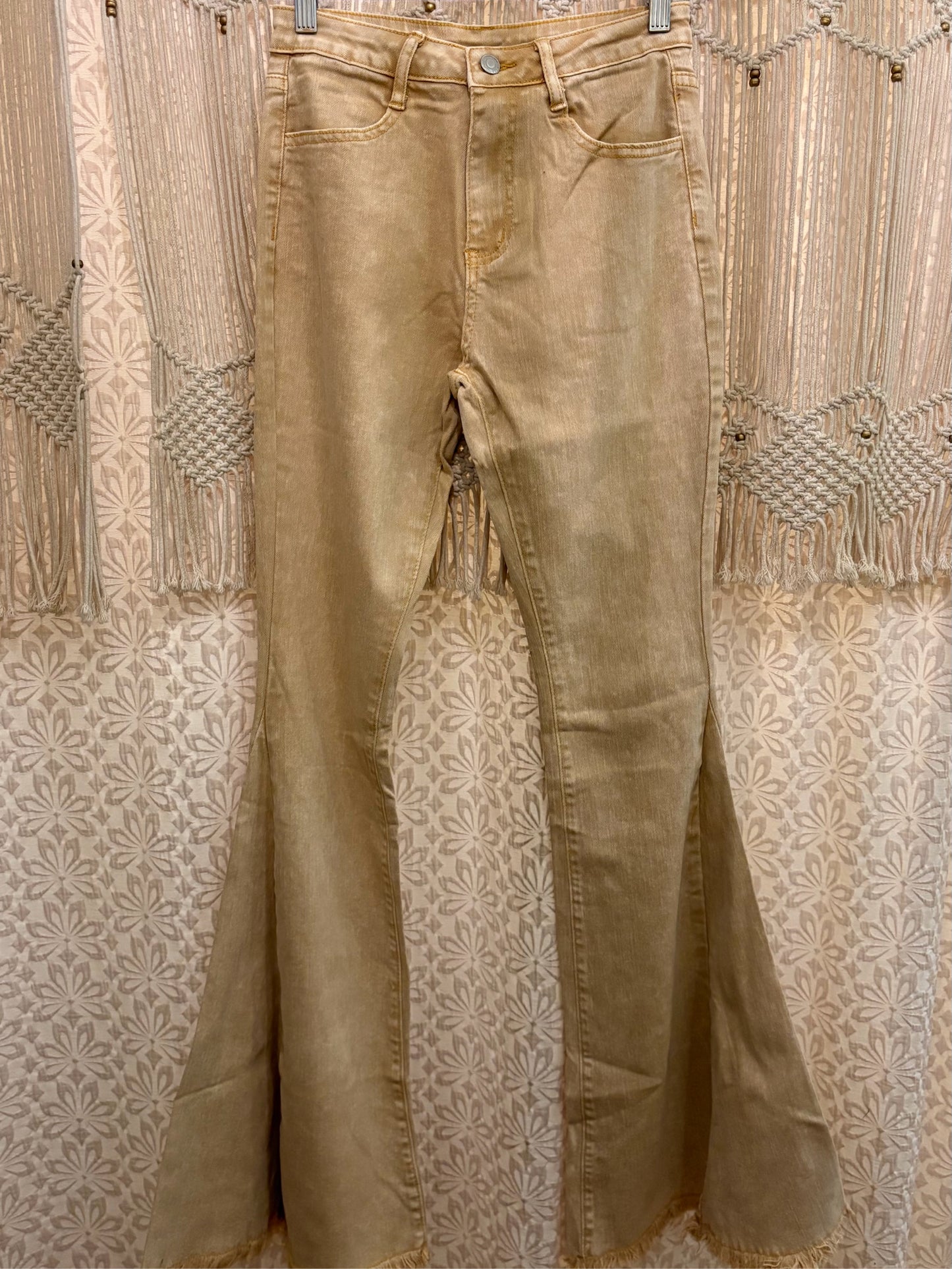 Boho Western Acid Wash Denim Bell Bottoms
