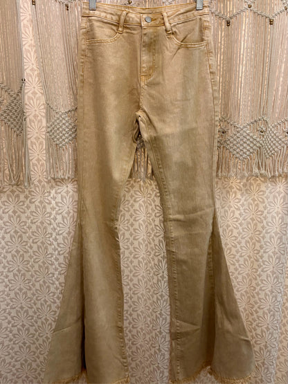 Boho Western Acid Wash Denim Bell Bottoms