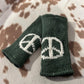 Knit Fleece Lined Peace Sign Fingerless Gloves