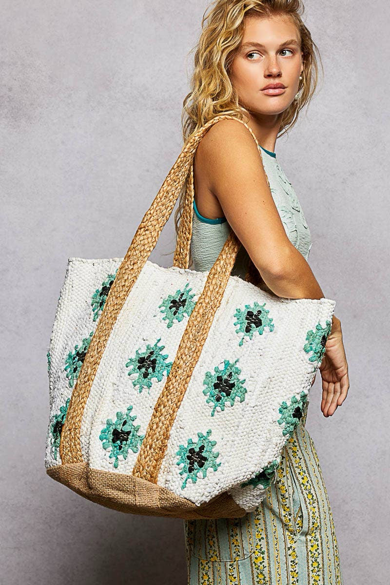 Boho Woven Large Straw Tote Bag