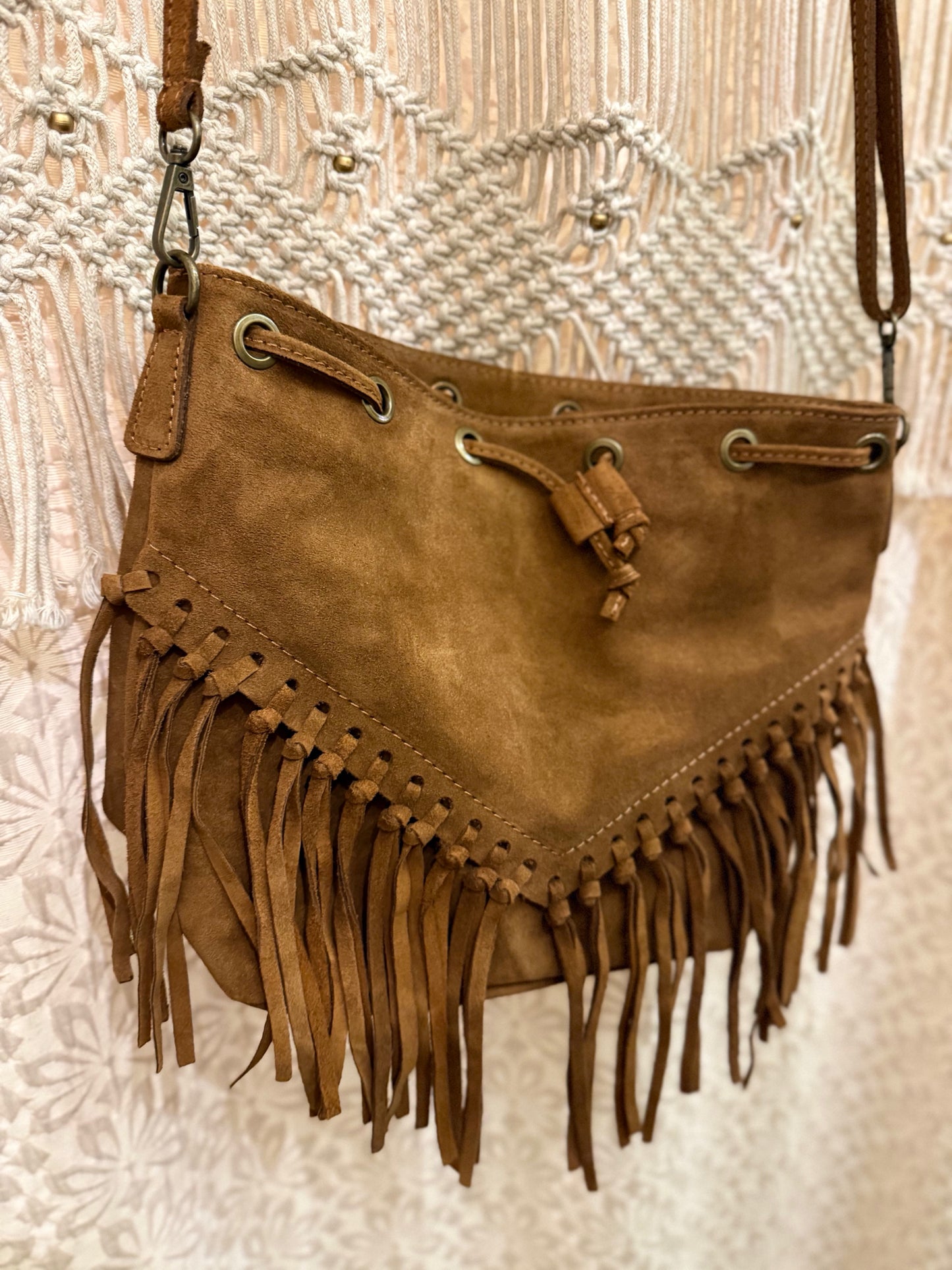 Boho Suede Fringe Festival Bag