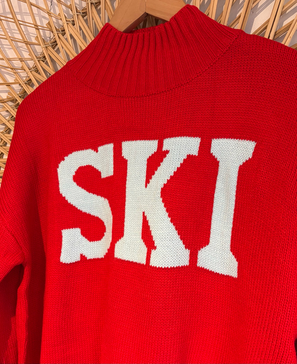 Hipster Cozy Knit Mock Neck "Ski" Sweater