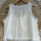 Boho Dainty Lace Trim Button Front With Tie Tank