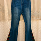 Boho Western Sunset Embroidered Denim Bell Bottoms