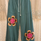 Boho Funky Retro Floral Wide Leg Sweatpants