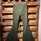 S Green Retro Hippy Corduroy Bell Bottoms