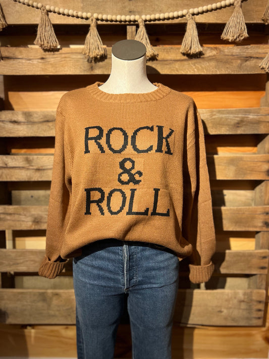 S Brown Hipster Knit Rock & Roll Sweater