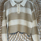 Boho Striped Collared Lightweight Knit Sweater