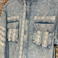 Boho Hippy Lace Trim Buckle Sleeve Denim Jacket