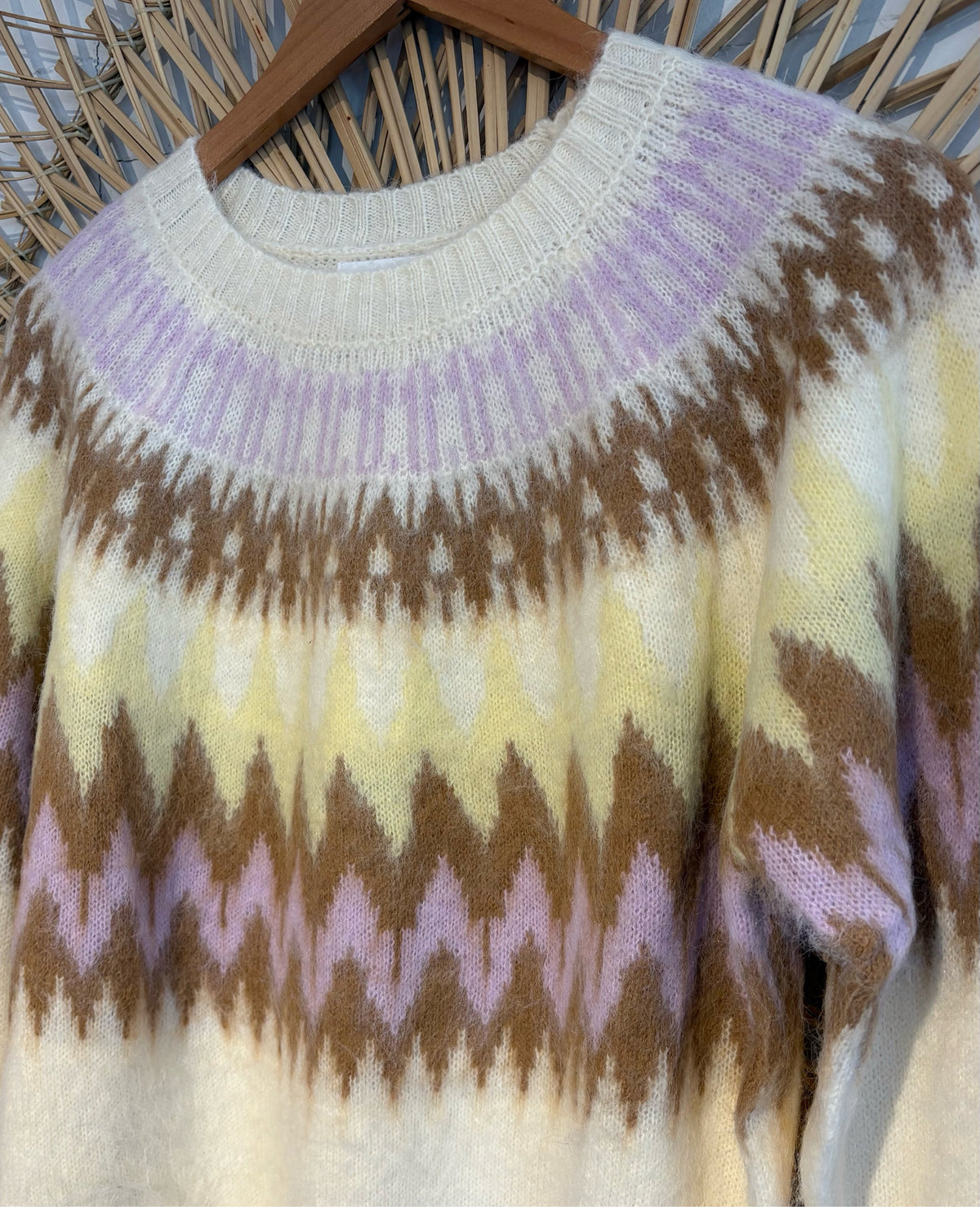 Boho Chic Cozy Fair Isle Chevron Knit Sweater