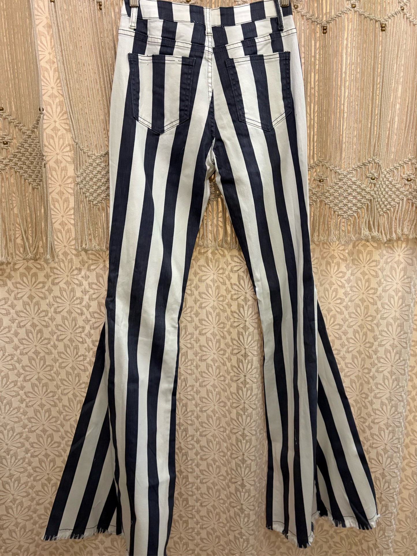 Boho Hippy Striped Denim Bell Bottoms