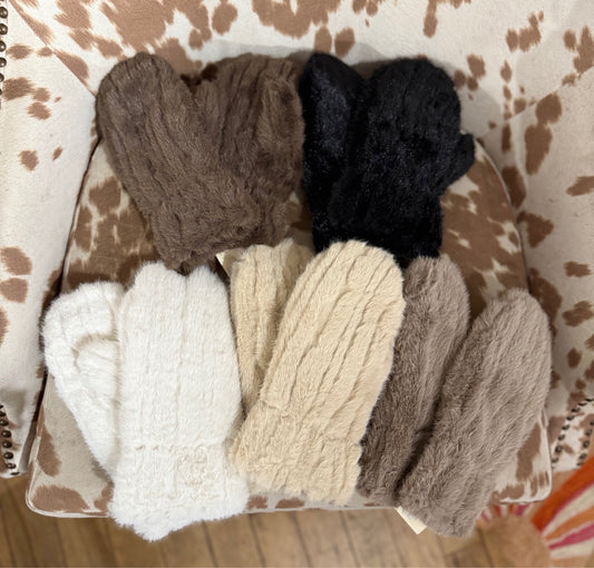Cozy Soft Seamed Faux Fur Mittens