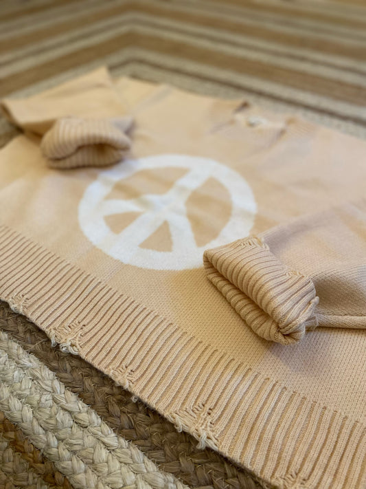 S Yellow Vintage Hippie Peace Sweater